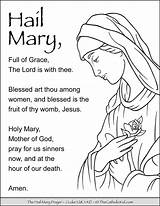 Coloring Mary Hail Prayer Catholic Pages Prayers Thecatholickid Kids Printables Grace Holy Blessed Mother God Women Print Activity sketch template