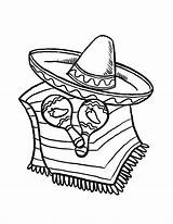 Coloring Mexican Pages Mayo Cinco Fiesta Hat Sombrero Printable Print Taco Drawing Kids Coloring4free Dance Color Preschoolers Simple Food Caracas sketch template