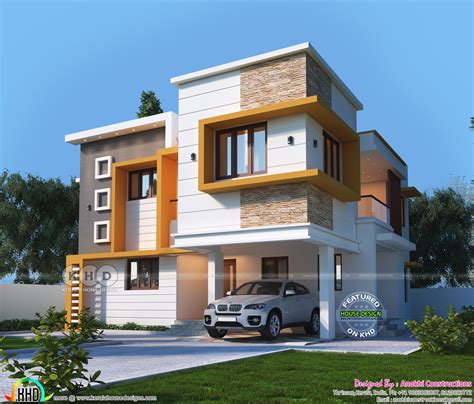 space saving duplex villa plan kerala home design