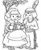 Pilgrim Coloring Pages Printable Kids Indian sketch template