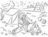 Coloring Camping Campfire Girl Marshmallow Roasting Pages Clipart Over Printable Kids Summer Girls Adult Hiking Sheets Visit Categories A4 sketch template