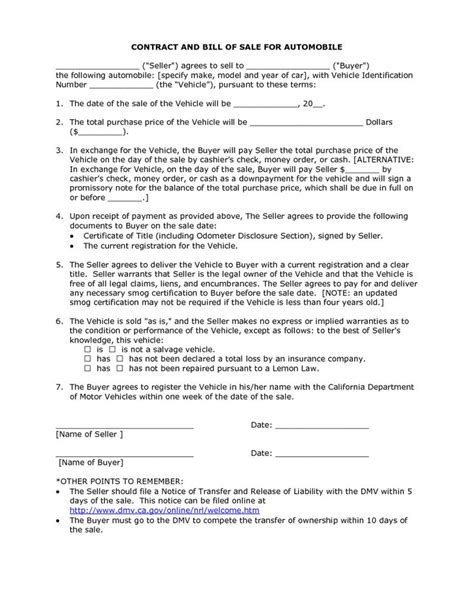 vehicle purchase agreement  monthly payments template