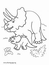 Coloring Dinosaur Baby Pages Dinosaurs Triceratops Kids Colouring Cute Mother Her Look Enjoy Printable Family Awesome Color Animals Library Clipart sketch template