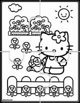 Coloring Kitty Hello Puzzle Puzzles Pages Jigsaw Autism Prekautism Activities sketch template