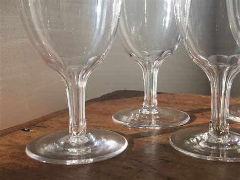 set of 5x antique late victorian hollow stem wine glasses