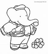 Babar Coloring Pages Cartoon Character Printable Color Sheets Kids Characters Book Found sketch template
