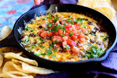 sweet and spicy queso fundido with chips and creamy