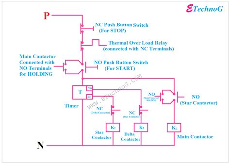 automatic star delta starter circuit diagram