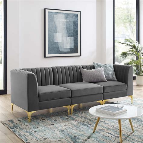 triumph channel tufted performance velvet  seater sofa  gray hyme