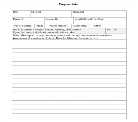 progress note templates