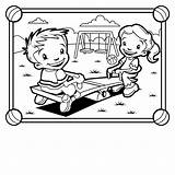 Park Kids Coloring Pages Playground Playing Colouring Children Outside Seesaw Grade Clipart Drawing Printable Equipment Scene 5th Bench Color School sketch template