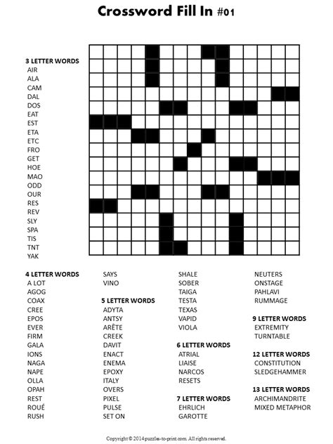 crossword fill  puzzles printable vocabulary builders fill