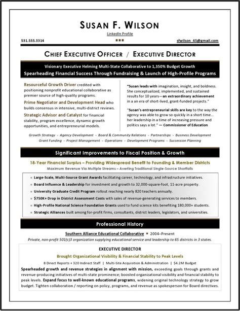 nonprofit ceo resume sample executive resume professional resume