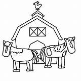 Coloring Horse Barn Pages Stable Working Two Template Windmill Colorluna sketch template