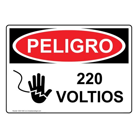 osha danger  volts spanish sign ods  electrical voltage