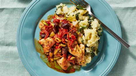 greek chicken  olive oil garlicky spinach potatoes recipe
