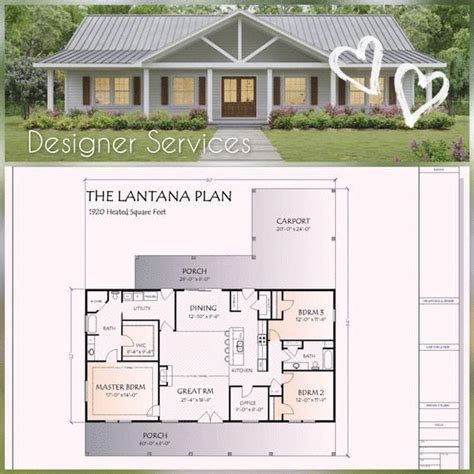 lantana house plan  square feet etsy house plans farmhouse house blueprints cottage