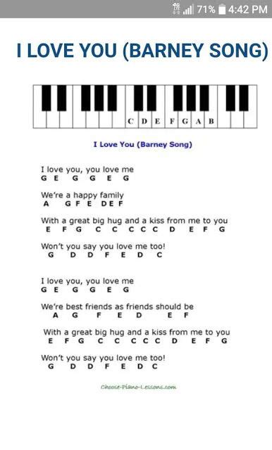 I Love You Barney Song Piano In 2020 Piano Sheet Music Letters Easy