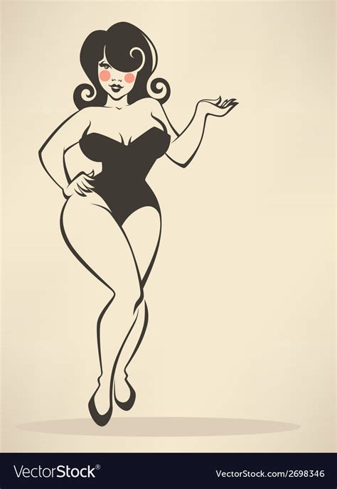 Plus Size Pinup Royalty Free Vector Image Vectorstock