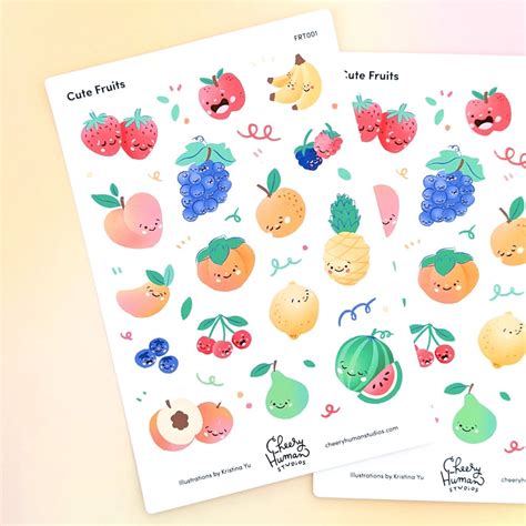 cute fruits sticker sheet single sticker sheet  pack