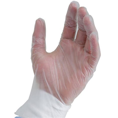synguard vinyl exam gloves  large box powder  clear