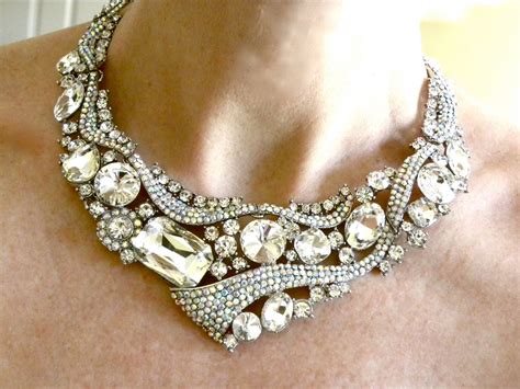 bridal statement necklace rhinestone statement necklace