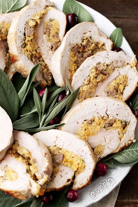 turkey roulades with sausage cornbread stuffing — cooking with cocktail