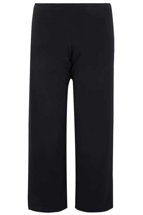black pull on wide leg trousers plus size 16 to 32