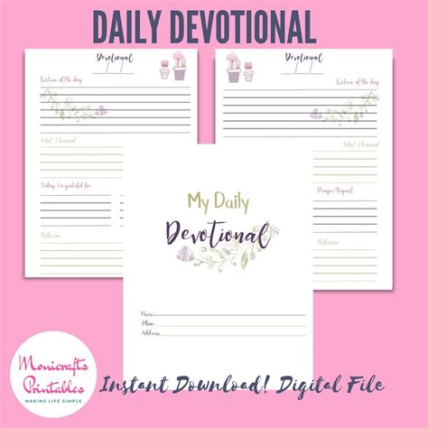 daily devotional instant  printable bible etsy