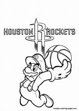Houston Coloring Pages Rockets Nba Texans Logo Mario Super Drawing Basketball Print Getcolorings Getdrawings sketch template