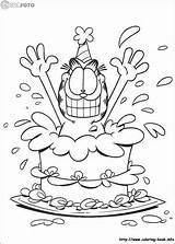 Garfield Coloring Pages Birthday Colouring Para Colorear Cake Dibujos sketch template