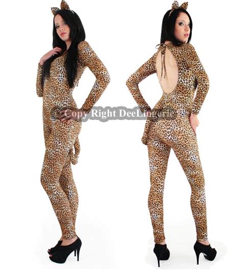 halloween women glamorous sexy cougar catsuit costume bodysuit ebay