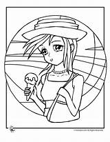 Ice Cream Coloring Girl Pages Woojr sketch template
