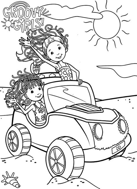 girl car pages coloring pages