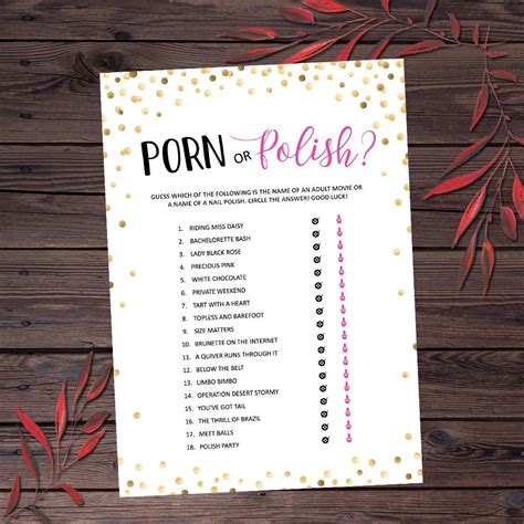 Porn Or Polish Bachelorette Party Games Bridal Shower Games Etsy