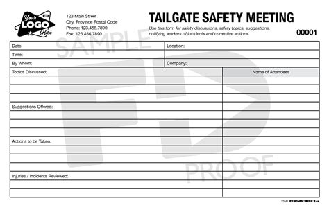 tailgate safety meeting tsm custom form template forms direct