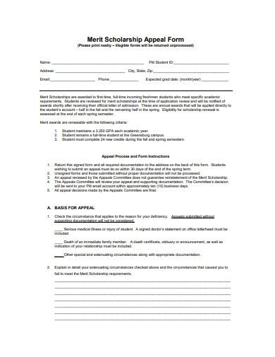scholarship appeal form examples format sample examples