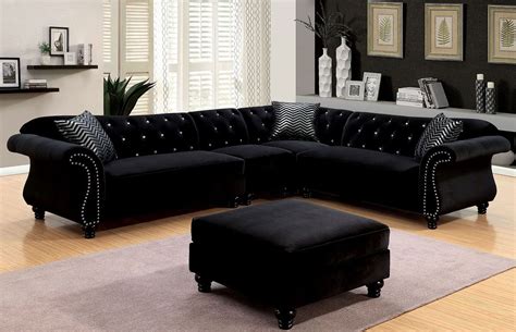 Jolanda Sectional Living Room Set Black By Furniture Of