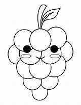 Coloring Kawaii Grapes Pages Cute Printable Museprintables sketch template