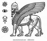 Assyrian Winged Sargon Mesopotamia Mythical Shedu Deity sketch template
