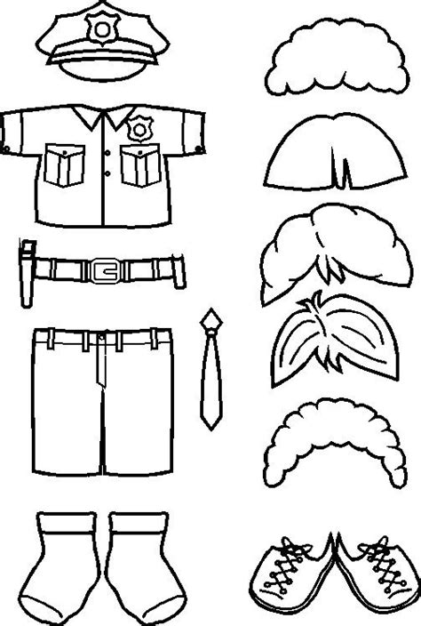 police paper doll friends outline police crafts police officer