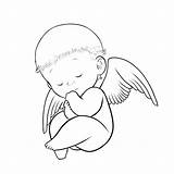 Angel Sketch Line Drawing Baby Cliparts Library Clipart sketch template