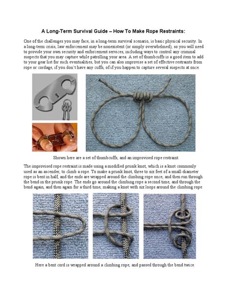 A Long Term Survival Guide How To Make Rope Restraints