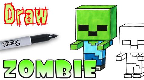 draw mincraft zombie coloring pages youtube