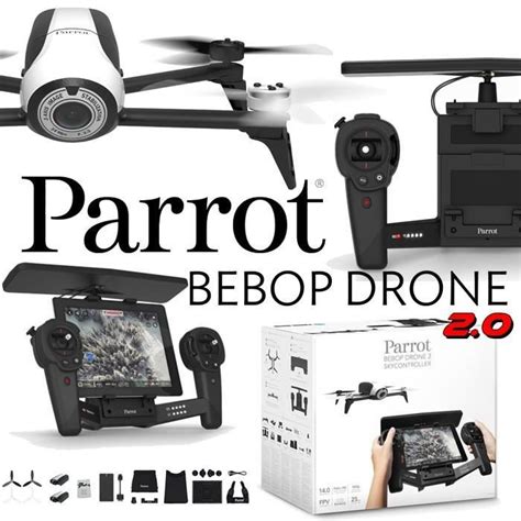 parrot bebop  blanc avec skycontroller black edition gps fpv