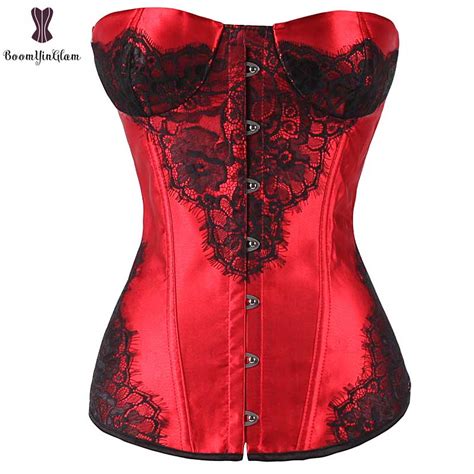 lace applique corset top with cup overbust boned sexy women corselet