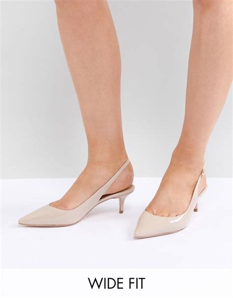 Dune London Wide Fit Casandra Patent Slingback Kitten Heeled Shoes Asos