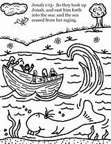 Jonah Coloring Whale Pages Printable Story Bible Print Boat Thrown Off Color Children Church Sunday School Nineveh Getcolorings Excellent Being sketch template