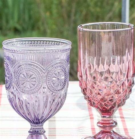 set of four amethyst purple wine goblets by dibor