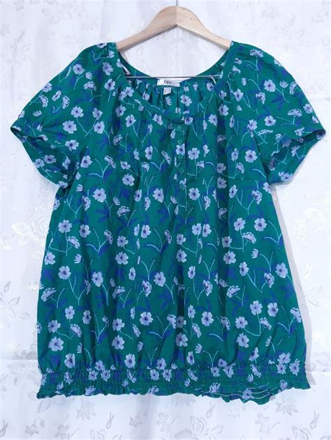 vintage bpc bonprix collection womens green floral printed blouse tunic size usa  vintage